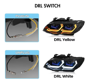 Conjunto de Faros LED E92 E93 Mejorados para <span class=keywords><strong>BMW</strong></span> Serie 3 2007-2013 Coupé <span class=keywords><strong>Convertible</strong></span>, Azul <span class=keywords><strong>Blanco</strong></span> DRL, Lente Ahumada con Ojos de Ángel - Product Image 4