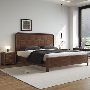 Cama de madera maciza de 1.8 m, moderna, tamaño king, con almacenamiento, muebles de dormitorio, estructura de mortaja y espiga. - Product Image 1