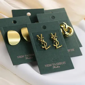 Luxury Green Custom Jewelry Card Ear Nail Necklace Earrings Card Hang Tags Packaging Display Card with Logo