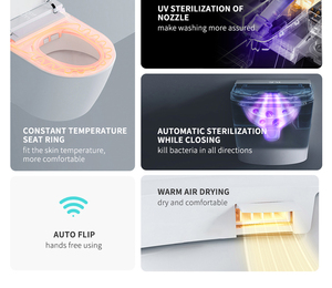 Nouvelle conception de toilette intelligente avec bidet automatique à capteur, toilette intelligente à montage au sol avec télécommande incluse, siège chauffant - Product Image 5