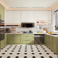 Ensembles complets d'armoires de cuisine, beige crème, unités murales supérieures et inférieures, armoire moderne en bois, meubles de cuisine pour la maison, l'appartement, la salle à manger