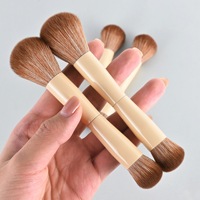 Kuas Makeup Sintetis Dua Sisi untuk Menghapus Bedak Wajah, Dapat Diisi Ulang, untuk Contour, Krim, Blush On, Foundation, dan Concealer