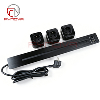 Sistema de Riel Eléctrico para Escritorio de Oficina en Casa, Longitud Personalizable, Enchufe Eléctrico Universal Ajustable con USB, HD, RJ45