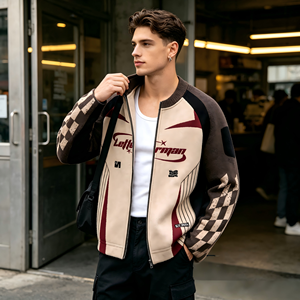 High Quality Heavyweight Biker Knit <b>Jacket</b> Wholesale Custom Logo Full Zip Sweater <b>Vintage</b> <b>Racing</b> Style for Daily Casual Sports - Product Image 1