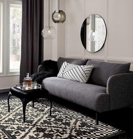 Miroir mural rond de 110cm, cadre en fer noir, de haute qualité, pour salon