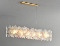 Magnifique Lustre LED en Verre Floral, Suspension Linéaire Ronde Moderne de Luxe pour Salle à Manger, Chambre, Salon, Hall d'Entrée
