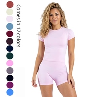 Hauts de yoga mi-longs pour femme en Spandex, anti-transpiration, à manches courtes, extensibles dans les quatre sens, pour l'entraînement sportif en hiver