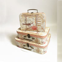 Boîtes de rangement empilables en carton blanc élégant, en forme de valise, style vintage, pour anniversaire