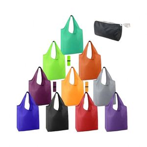 Sacs d'épicerie pliables réutilisables extra larges, capacité de 50 lb, sacs de shopping en tissu polyester coloré avec fermeture éclair - Product Image 1