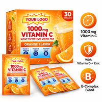 Mélange de Boissons Vitaminées à Marque Blanche OEM avec Vitamine D, Zinc et Complexe B, Saveur Orange, Complément Alimentaire en Sachet en Poudre, Vente en Gros