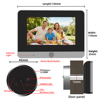 Caméra de sonnette WiFi Tuya avec moniteur 5 pouces, détection de mouvement PIR 2MP, vision nocturne, visionneuse de porte avec batterie 10000 mAh