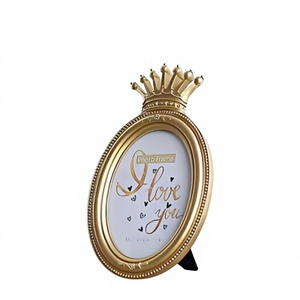 Marco de Fotos de Resina <span class=keywords><strong>4x4</strong></span>, Marco Decorativo con Corona, Regalo, Decoración de Fotos de Resina Dorada Antigua, para Múltiples Ocasiones - Product Image 2