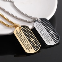 Collier en acier inoxydable MECYLIFE avec croix et plaques nominatives pour gravure, collier chrétien hip-hop, collier de couple tendance