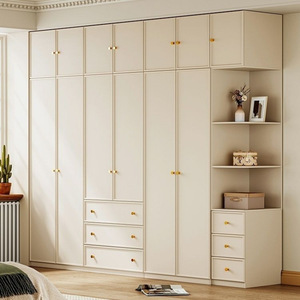 <span class=keywords><strong>Armoire</strong></span> Modulaire Contemporaine de Style Français, Blanc Crème, avec Tiroirs Intégrés, Penderie Polyvalente pour Chambre à Coucher - Product Image 3