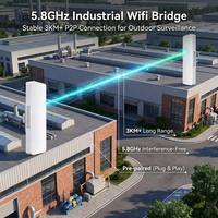Kit de Puente Wifi para Exteriores de Más de 3 km, Punto de Acceso Inalámbrico CPE de Alta Potencia de 5.8 GHz y 300 Mbps para Transmisión de Datos de Largo Alcance