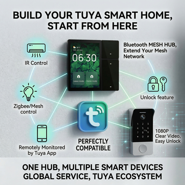 Hiwink Smart Home Solution Tuya WiFi Smart Home Control Panel Zigbee 3.0 Wall Switches Home Automation Compatible with Alexa