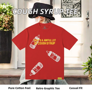 Camisetas de Verano al por Mayor con Estampado Personalizado de Jarabe para la Tos, 100% Algodón, Estilo Casual Vintage para Hombre - Product Image 2