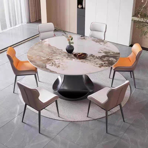 <span class=keywords><strong>Tavolo</strong></span> da Pranzo <span class=keywords><strong>Rotondo</strong></span> Moderno <span class=keywords><strong>con</strong></span> Piatto Girevole Lazy Susan, Grande Piano in Ardesia, per <span class=keywords><strong>Cucina</strong></span> Familiare da 8-10 Persone. - Product Image 5