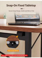 Bureau d'ordinateur pliable avec cadre en bois, poste de travail mobile, table réglable et portable pour la maison, l'étude et les petits espaces