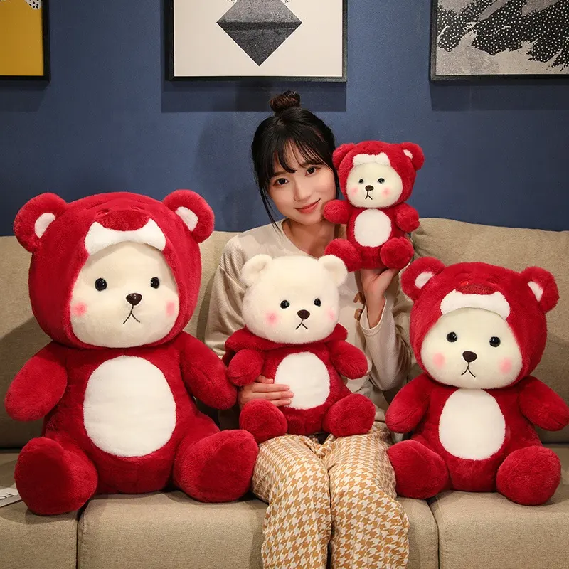 Hengyuan boneka beruang Lina transformasi, mainan anak perempuan beruang stroberi hadiah boneka Teddy Bear mewah untuk anak-anak atau anak perempuan