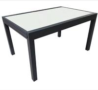Table à manger carrée en bois, aluminium, plastique, moderne, pour usage domestique Meubles de salle à manger d'extérieur avec 4 pieds réglables