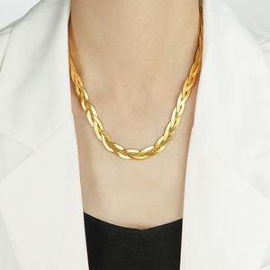 Collana a Catena Piatta Intrecciata di Alta Qualità per Donna Hongtong, Gioielli alla Moda in Acciaio Inossidabile per Feste, Nuova Collezione - Product Image 6