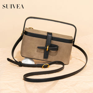 Bolsos de Mano para Mujer al por Mayor, Bolso Tote de Cuero de Ante con Cierre de Hebilla, Bolso de Hombro Minimalista, Bolso Bandolera de Lujo en Dos Tonos - Product Image 1