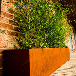 Modern Corten Steel Square Floor Planter Outdoor Garden Plant <b>Container</b> Eco-Friendly Minimalist Design for Home Flower Green - Product Image 3