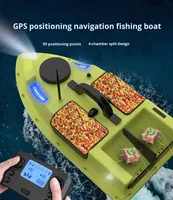 Perahu Umpan GPS Otomatis Kembali Sendiri 4-Kompartemen Jangkauan Kontrol 600m Kapasitas Muatan 2kg 99 Titik GPS Kecepatan Maks 2.5km/jam Remote Fish