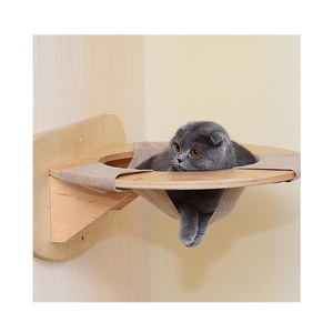 Cómoda hamaca de madera para gatos y mascotas, estante de montaje en pared - Product Image 1