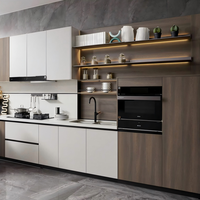 Ensemble de meubles de cuisine en bois de bouleau massif au design minimaliste et luxueux, table de bar, couleur et taille personnalisables, quartz/granite