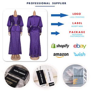 S10761 <span class=keywords><strong>Abiti</strong></span> da Chiesa alla Moda <span class=keywords><strong>per</strong></span> Donne, Maniche Lunghe, Scollo a V, Pizzo con Volant, Vestito Lungo da Festa Serale, Elegante Abito Dashiki con Cintura - Product Image 3