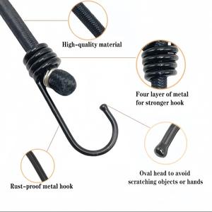 Juego de Cuerdas Elásticas Wantu de 6 mm, Nailon Negro con Gancho de Acero de 12 Pulgadas, Cuerda Elástica para Exteriores para Acampar, Tiendas de Campaña, Kayak, Portabicicletas - Product Image 4