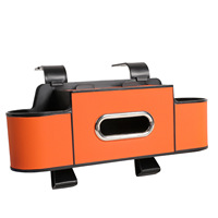 Organisateur de siège arrière de voiture en cuir, boîte de rangement multifonctionnelle pour siège arrière, boîte à mouchoirs, porte-gobelet, crochet et bac de rangement
