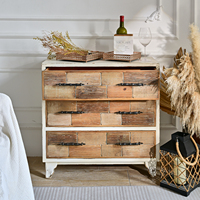 Buffet d'appoint en bois massif rustique INNOVA Home, armoire de rangement de style ferme antique avec 3 tiroirs pour le salon