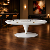 Table de poker de style moderne avec structure en acier inoxydable et revêtement en cuir microfibre, idéale pour les salles de jeux à domicile