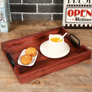 Plateau de service en bois massif avec poignées pour le thé, le café, usage hôtelier - Product Image 1