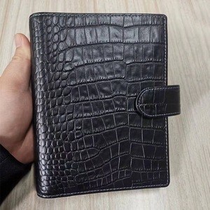 Couverture de carnet A5 en cuir croco noir |   Agenda en cuir PU de qualité supérieure |   Également disponible sans anneaux pour demi-lettre - Product Image 5
