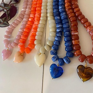 2025 סגנונות חדשים שרשרת זיגוג קריסטל עם קסמי לב בסגנון החוף שרשרת עבודת יד - Product Image 6