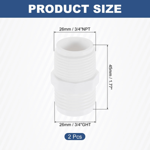 Raccords de tuyau en plastique BSP 1/4" 3/8" 1/2" - Connecteurs en plastique mâles - Product Image 2