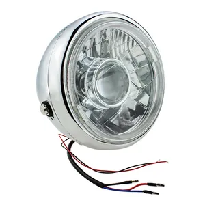 Lampu Depan Sepeda Motor Universal, Bohlam Halogen Bulat 7 Inci untuk Harley Kawasaki Yamhaha