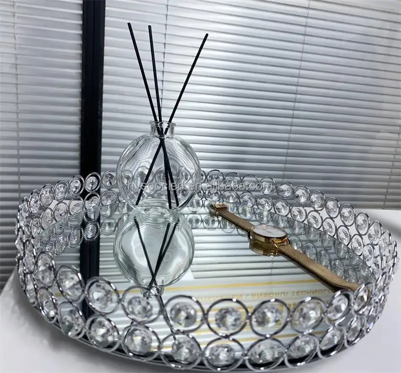 crystal cake stand Gold and Silver table coffee mug tray decoration surprise cake stand wedding crystal mirror cake stand