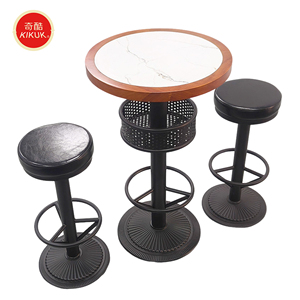 Tables hautes de bar de luxe modernes et durables avec base carrée en fer pour restaurants, cuisines, extérieurs, bars à domicile et boîtes de nuit - Product Image 1