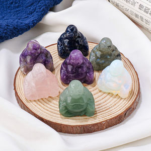 All'ingrosso della fabbrica artigianato di cristallo naturale intagliato a mano quarzo rosa sorriso statua di <span class=keywords><strong>Buddha</strong></span> per la decorazione - Product Image 2