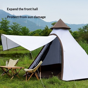 Grande tente de camping en forme de dôme pour 5-6 personnes, double couche, imperméable, type <span class=keywords><strong>tipi</strong></span> avec auvent pour le camping en plein air - Product Image 4