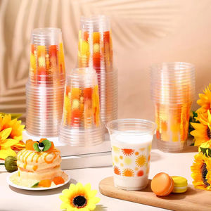 Singhoow 50 Pcs <b>16</b> oz Sunflower Disposable Plastic Cups Clear Cold Drinking Tumblers for <b>Birthday</b> Parties Home Office 90mm - Product Image 6