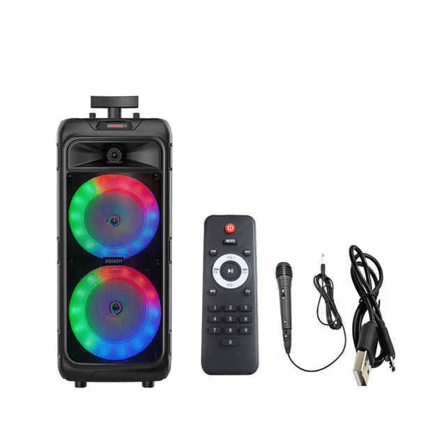 B3 Dual 8 Inch Trolley Speaker with Microphone Wireless Portable Big Sound Bluetooth Speaker Battery Party Speakers