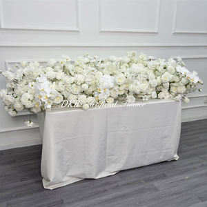Custom Handmade Silk Flower Roll up 2 meter flower runner white Rose Flower runner Backdrop - Product Image 2