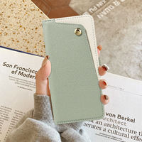 Dompet Kulit PU Motif Leci Mewah, Kompatibel untuk iPhone 18 17 16 Pro Max, Penutup Lipat dengan Slot Kartu dan Tali Pergelangan Tangan