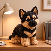 Kit de crochet Berger Allemand fait main, pack de matériaux de tricot DIY, adorable chien amigurumi, cadeau artisanal pour adultes